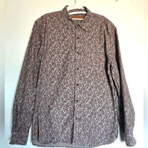 Men's Casual Long-Sleeve Button-Down Shirt in Taupe Floral